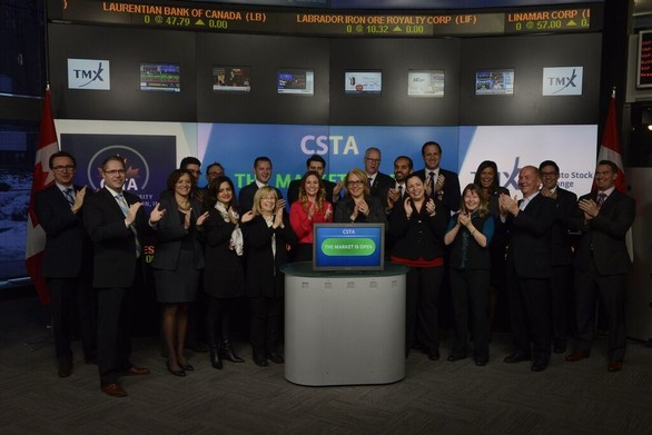 Laura and csta ring opening bell at tsx